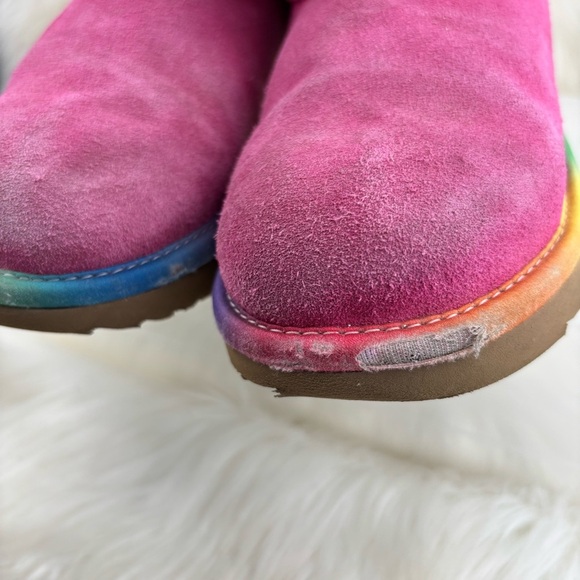 UGG pink Suede Boots with Rainbow Accents size 3 kids - Picture 6 of 11